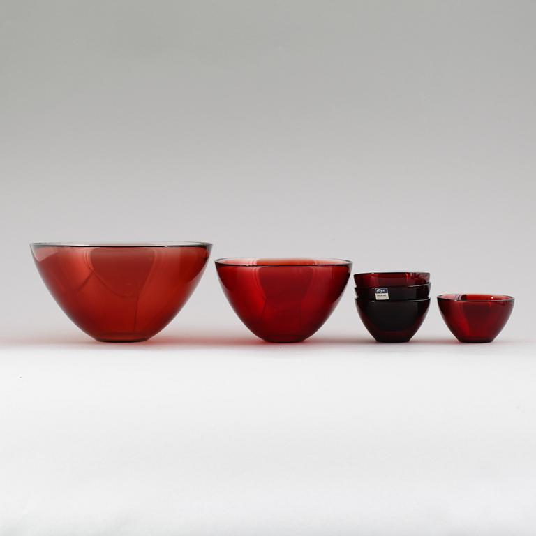 SKÅLAR, 6 st, glas, Fuga, Orrefors.
