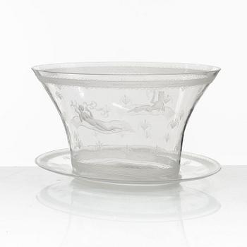 Edward Hald, skål med fat, modell 149, Orrefors.