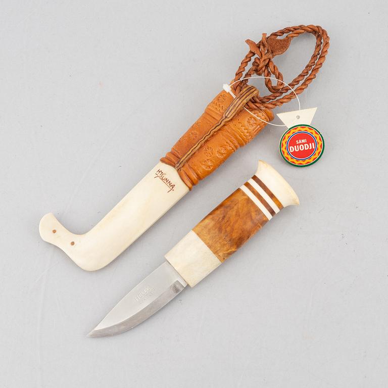 Hans Mikael Sunna, a reindeer antler knife, signed.