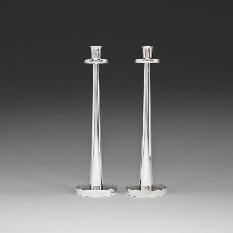 A pair of Åke Strömdahl sterling candlesticks, Stockholm 1956.