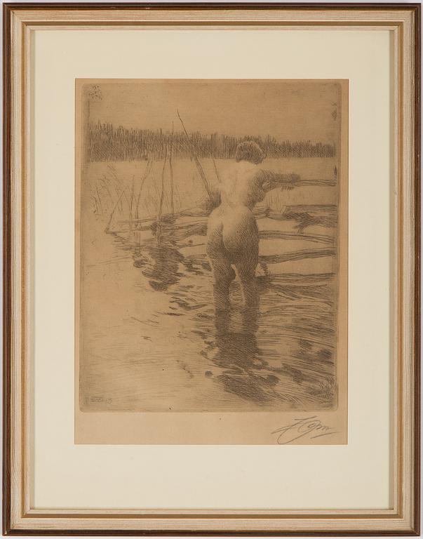 ANDERS ZORN, etsning, signerad med blyerts samt i plåten, daterad 1913.