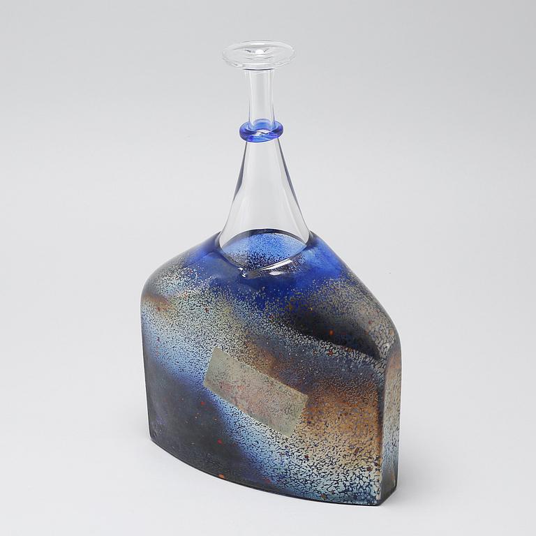 A glass flask by Bertil Vallien for Kosta Boda, signed, Artist Collection, fourth quarter of the 20th century.