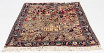 Matta, Kashmir, figural, ca 214 x 139.