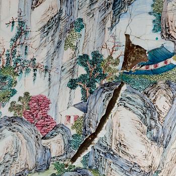 FAT, emalj på koppar. Qingdynastin, omkring 1700, signerad av Zhuju Zhuren, troligen Shen Cunzhou (1629-1709).