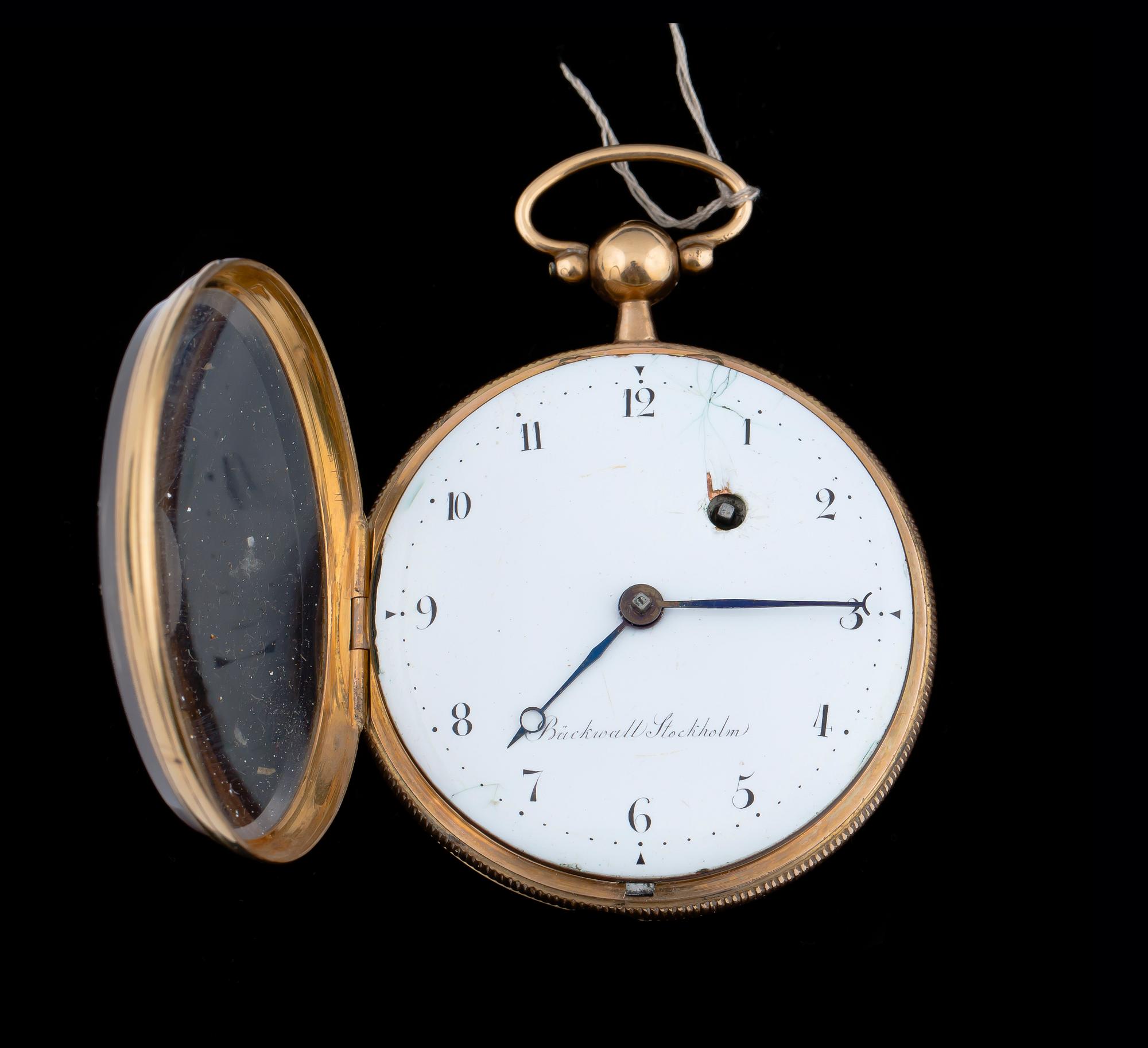 FICKUR, 18 k, Paul Bäckvall, Stockholm 1825. Vikt ca 120 g.