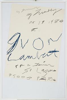 Cy Twombly, a offset poster, 1980, signed.