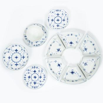 Royal Copenhagen, 14 'Blue Fluted Half Lace' tableware parts, Denmark, 20th century.