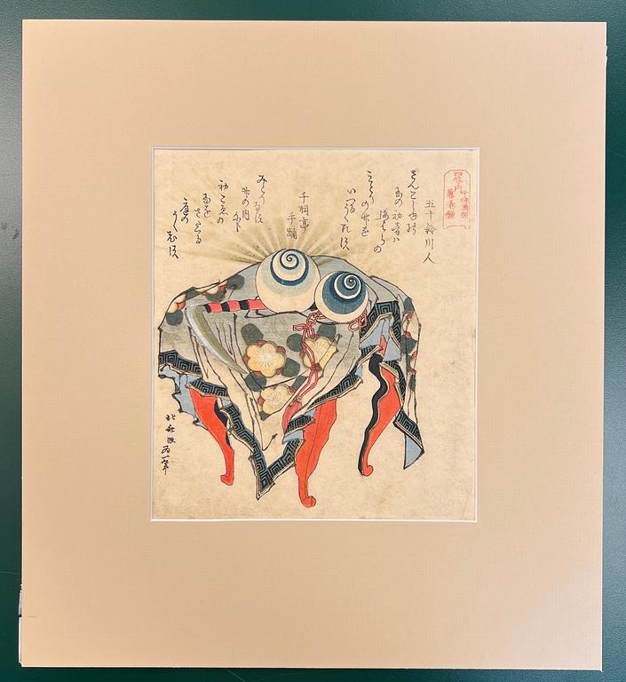 Katsushika Hokusai, efter, "The Fujiwara: Pearls of Ebb and Flow and the Coiled Scythe of the Fujiwara Clan".