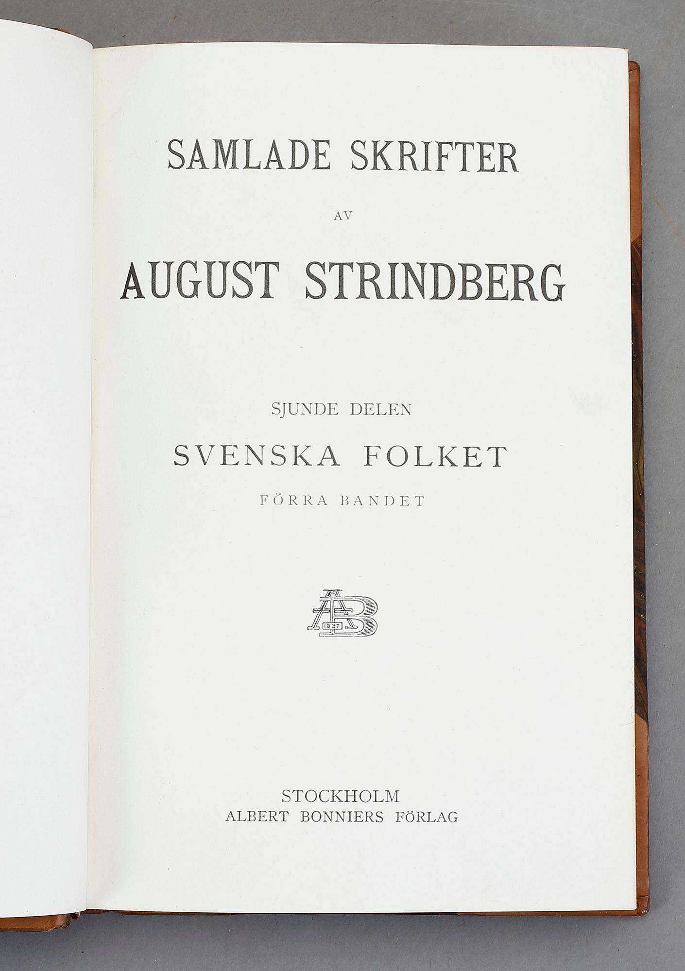 BÖCKER, 25 delar, August Strindberg, Albert Bonniers Förlag, Stockholm, 1913 och framåt.
