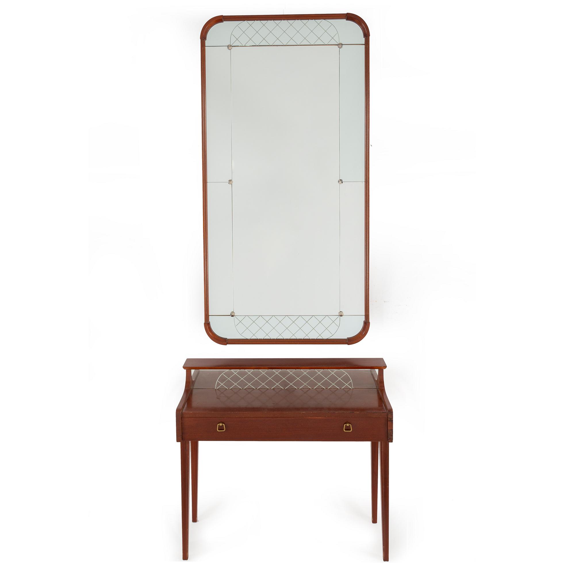 A mirror and table, Glas & Trä, Hovmantorp, 1950s.