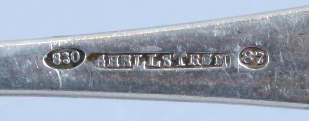 GAFFEL samt TRANCHERKNIV, silver, utländska stämplar.