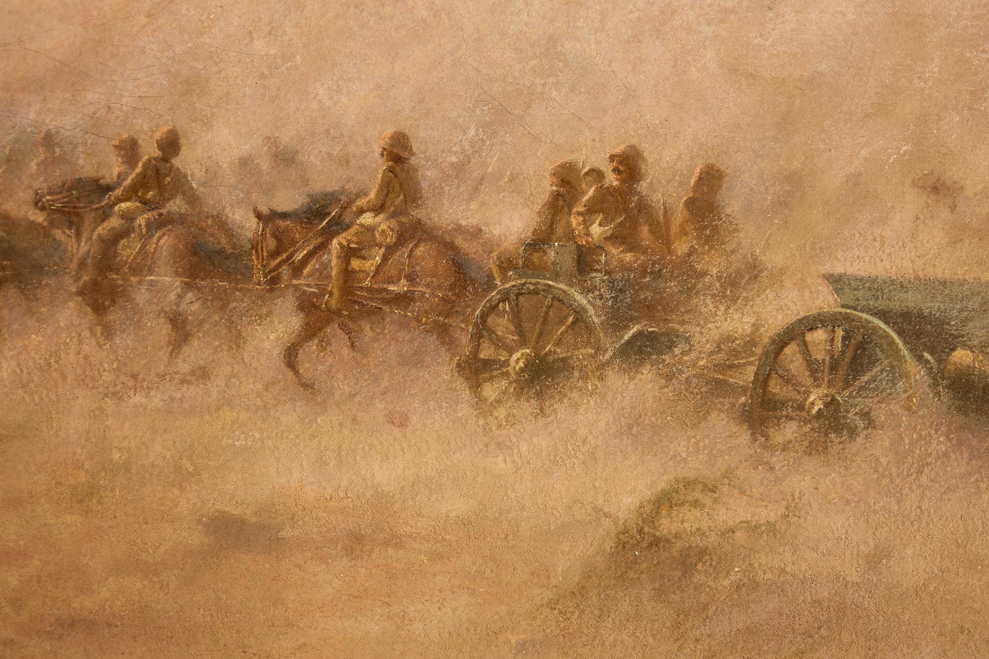 Engelsk skola, 1800-tal. Framryckande artilleri.