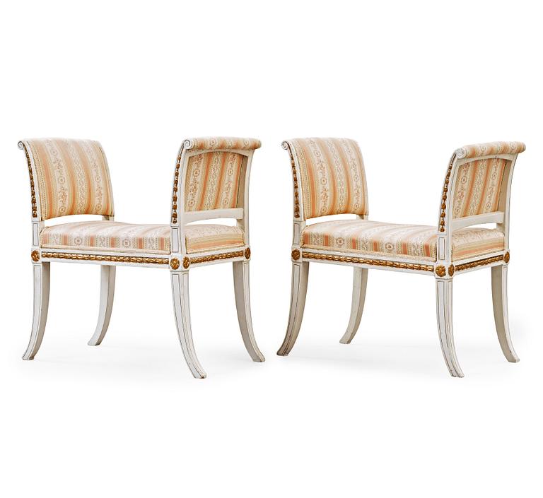 A pair of late Gustavian circa 1800 stools.