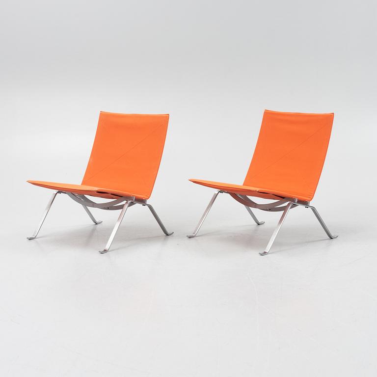 Poul Kjaerholm, a pair of 'PK-22' easy chairs, Fritz Hansen, Denmark, dated 1988.