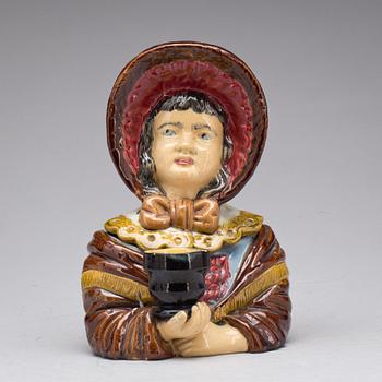 FIGURIN, keramik,  2 delar, Höganäs, 1800-talets andra hälft.