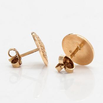 A pair of 14K gold earrings "1225". Kalevala Koru, Helsinki.