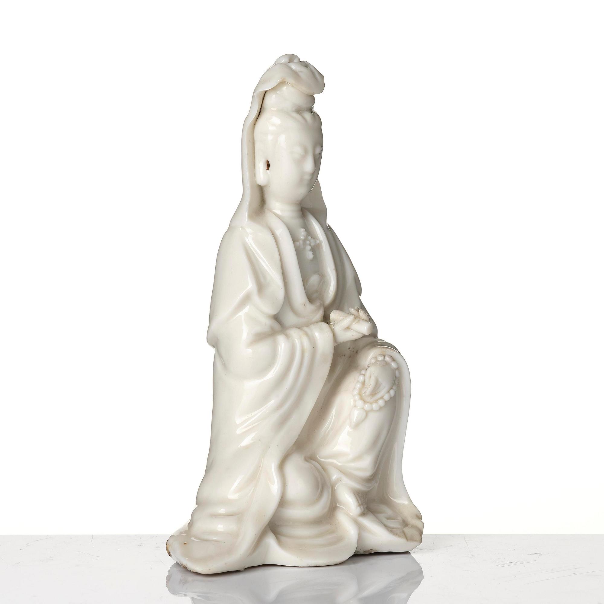 A blanc de chine figure of Guanyin, Qing dynasty,