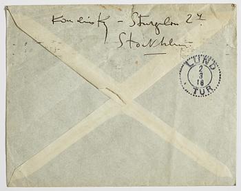 LETTER, from Wassily Kandinsky in Stockholm to GAN (Gösta Adrian-Nilsson) in Lund, dated 29 II (19)16 Envelope enclosed.