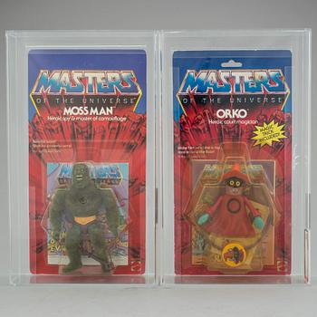 MASTERS OF THE UNIVERSE, Orko series 3 AFA80 Y-NM samt Moss Man series 4 AFA80 NM, Mattel 1984-85.