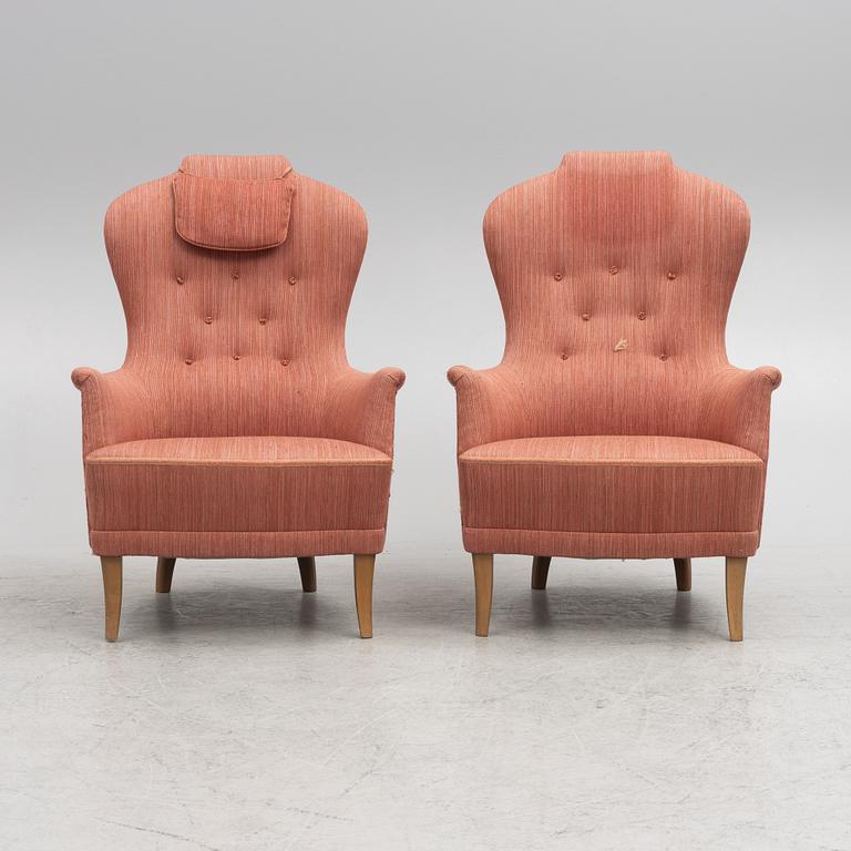 Carl Malmsten, armchairs, a pair, "Farmor", OH Sjögren, late 20th century.