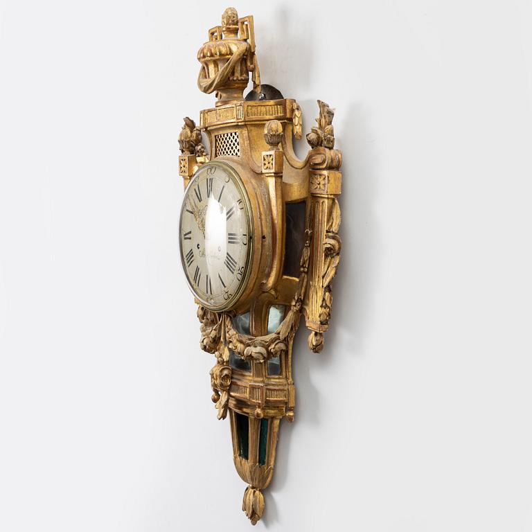 Väggpendyl, av Nils Berg (verksam i Stockholm 1751-94), Gustaviansk.