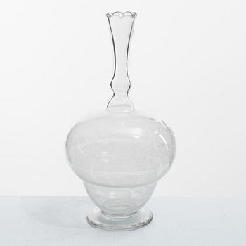 Carl Eldh, original drawings and an engraved glass decanter, Orrefors 1931.