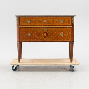 A Gustavian style chest of drawers, mid 20th Century.