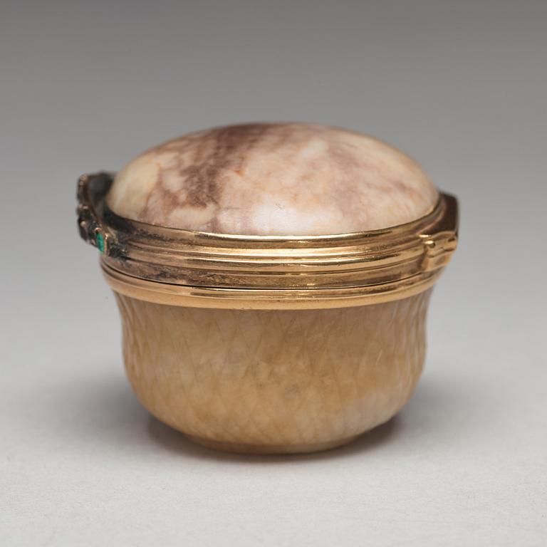 An 18th century agath and gold, snuff-box.