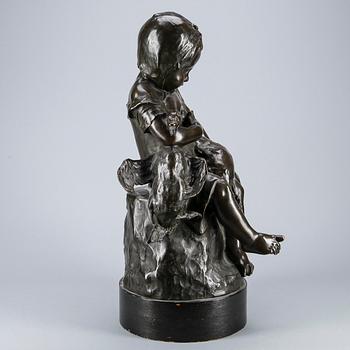 SKULPTUR, patinerad brons, okänd konstnär, signerad och daterad 1906.