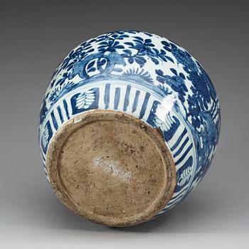 A large blue and white jar, Ming dynasty.