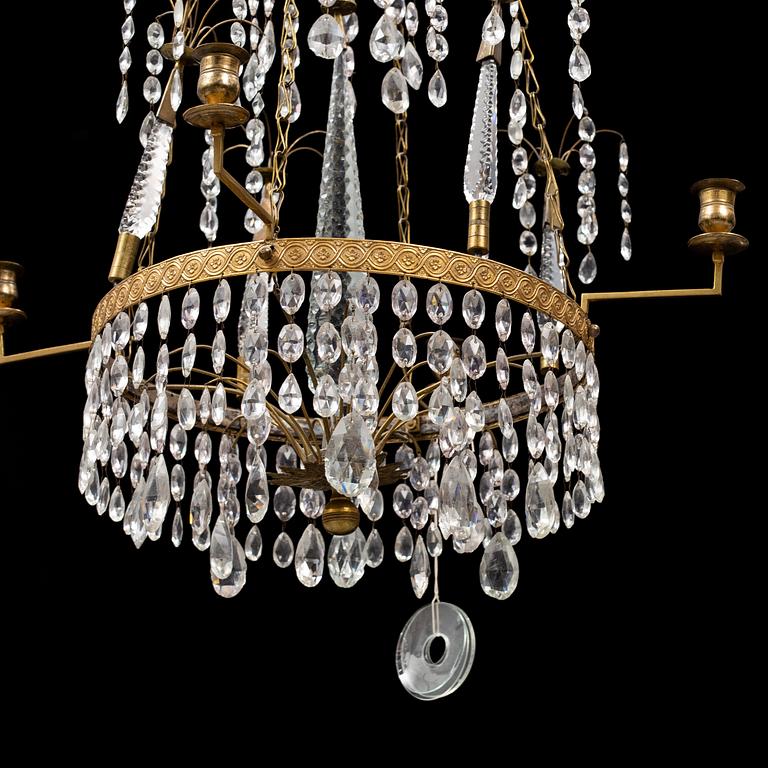 A gustavian style chandelier, circa 1900.