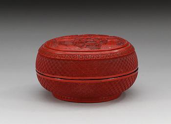 ASK med LOCK, rött lack, Qing dynastin (1644-1912).