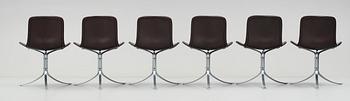 Poul Kjaerholm, a set of six "PK9" chairs, edition E Kold Christensen Denmark.