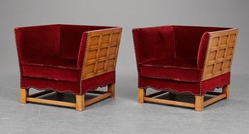 A pair of armchairs attributed to Elias Barup, "The Spanish Set" for Gärsnäs, Sweden 1920-30's.