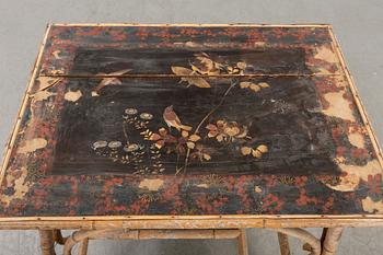 A set of sofa, table and armchairs, bamboo, first part of the 20th century.