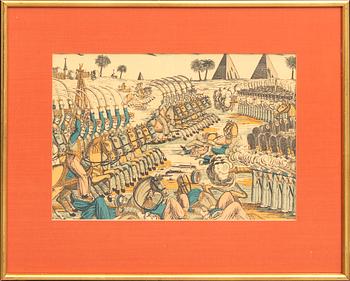 François Georgin, hand colored woodcut, France 19th century early / first half.