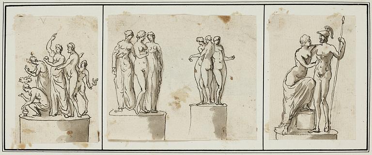 Elias Martin Attributed to, Studies of antique figures.