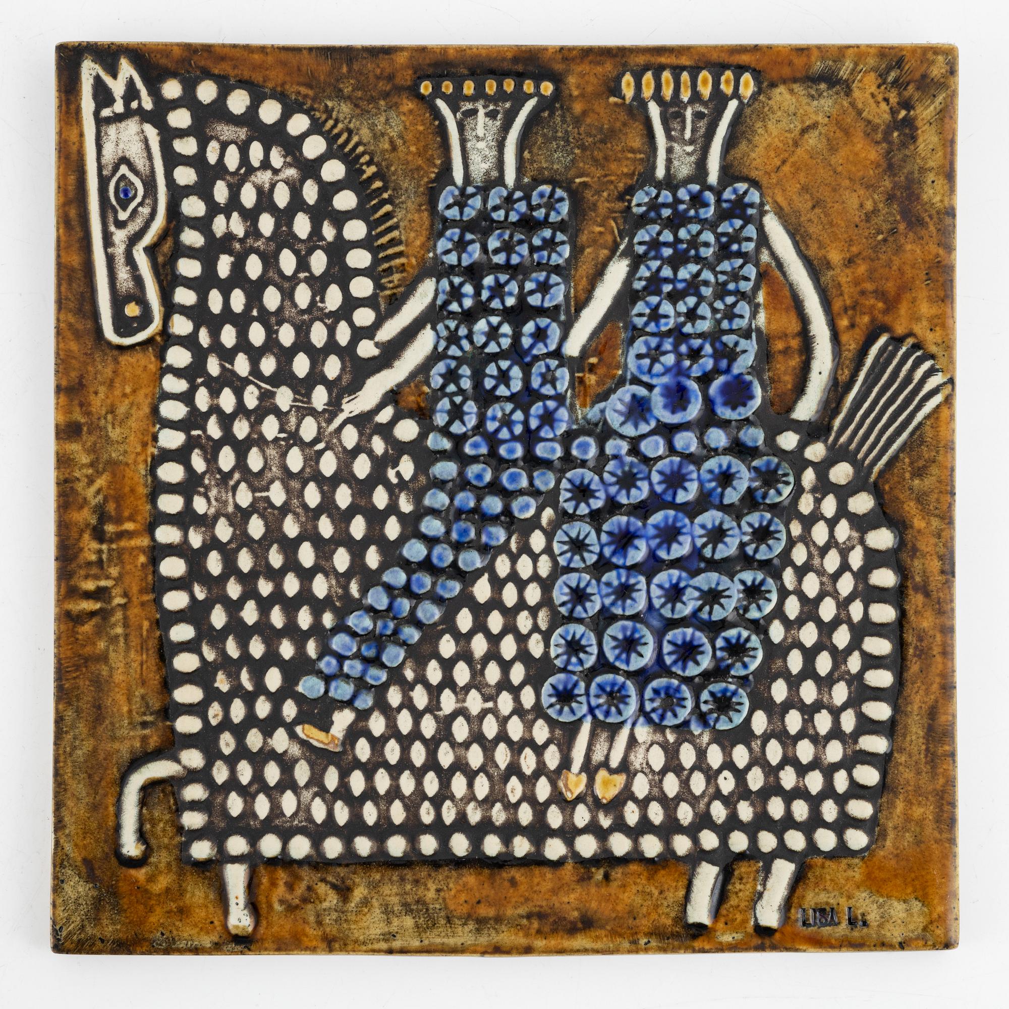 Lisa Larson, väggreliefer, 4 st, Gustavsberg.