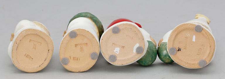 FIGURINER, 4 st, stengods, Lisa Larson, Rörstrand.