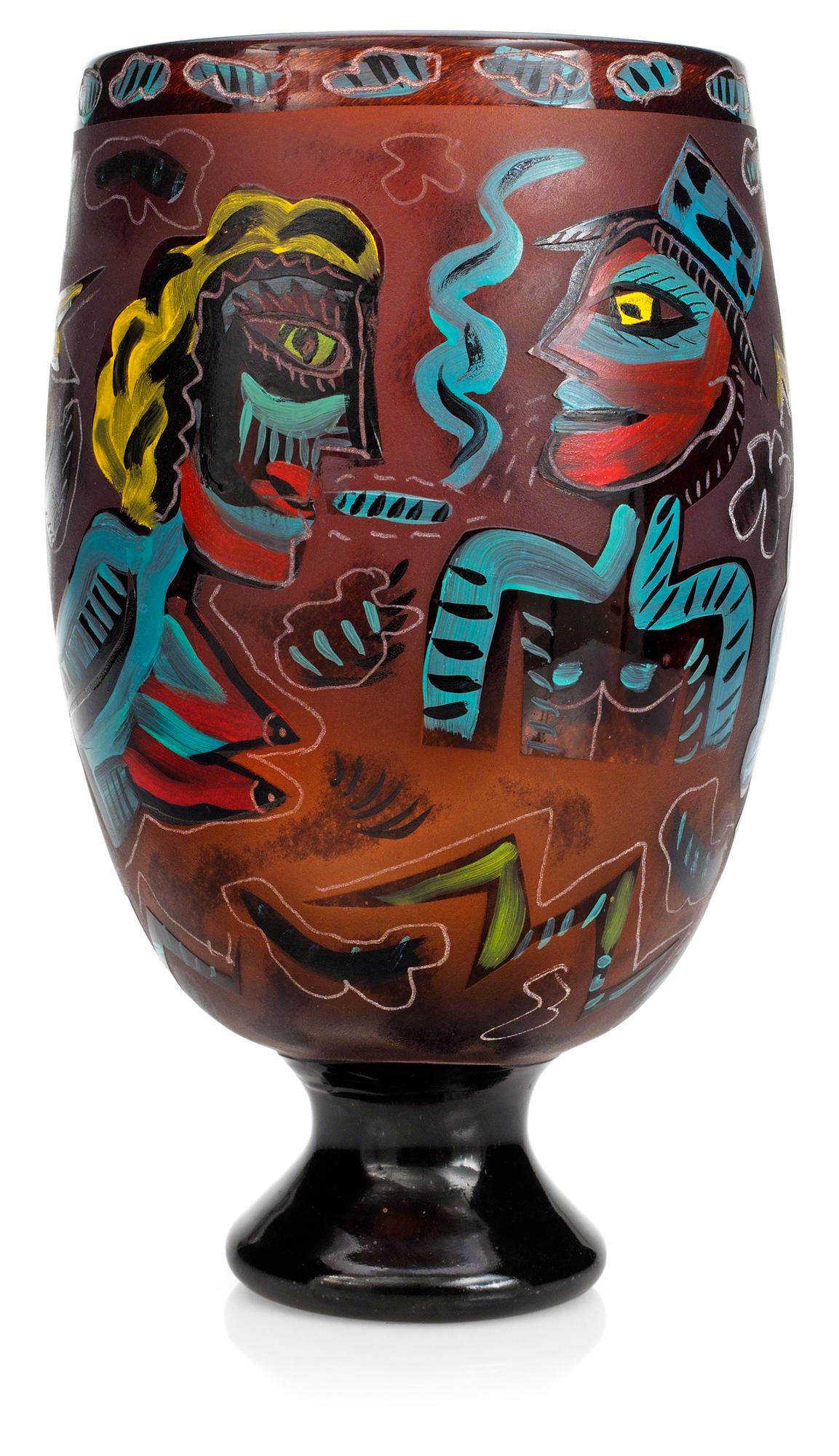 An Ulrica Hydman-Vallien vase, Pilchuck, USA 1986.