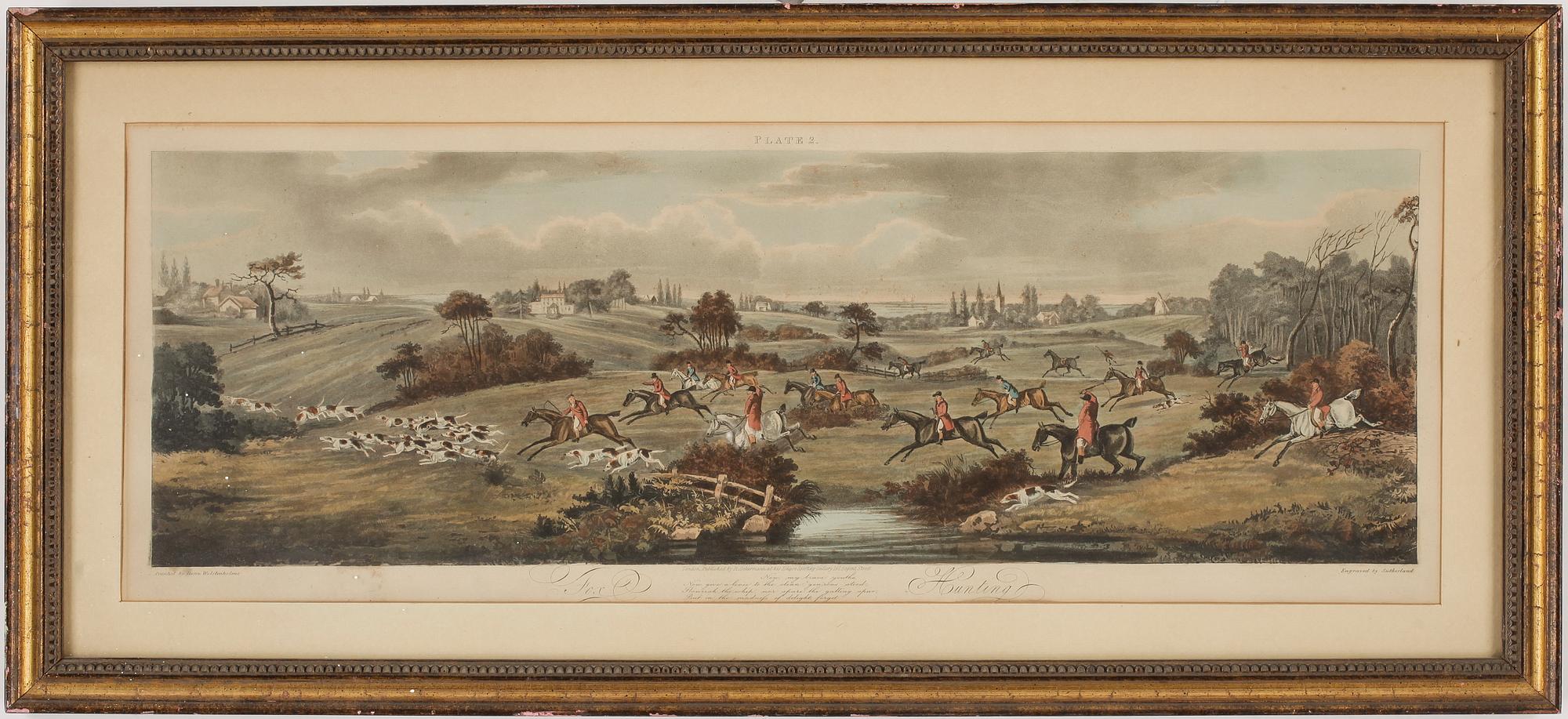 GRAVYRER, 4 st, handkolorerade, England, 1800-talets första hälft.