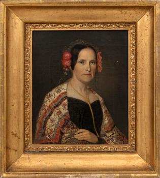 Unknown artist, 19th century, Portrait of a lady with a shawl.