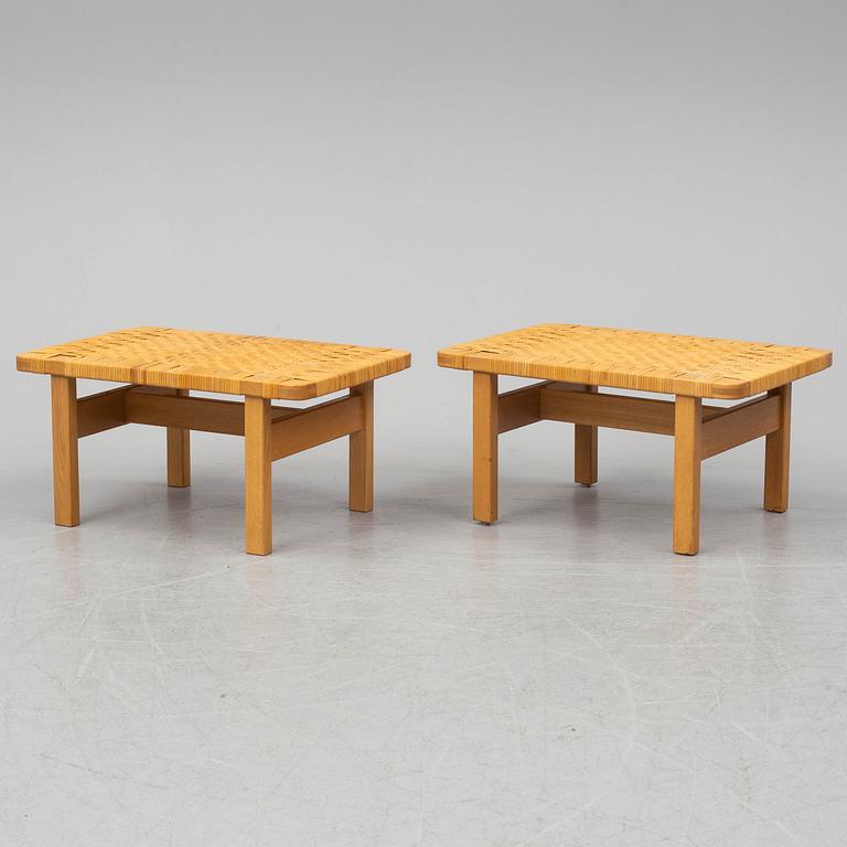 BØRGE MOGENSEN, a pair of benches/ tables, model 5273,  Fredericia stolefabrik, Denmark. Signed with labels.