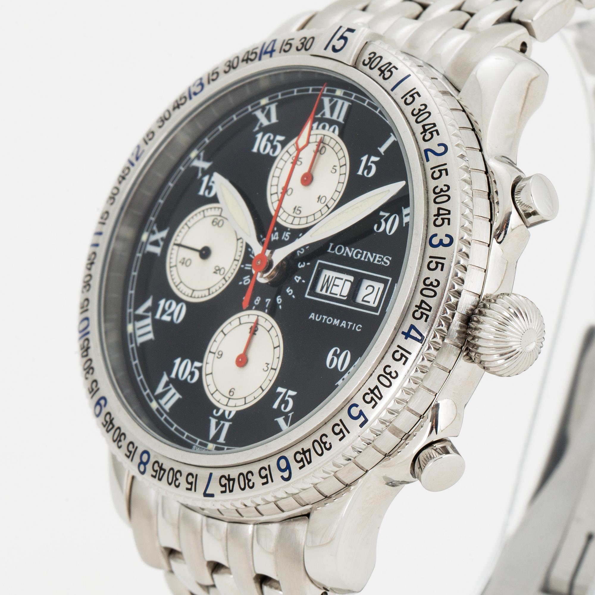 LONGINES Special Series Charles Lindbergh chronograph wristwatch 42 mm Bukowskis