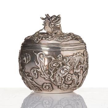 A Chinese Silver Dragon Bowl, mark of Wang Hing & Co, active c 1854-1925.