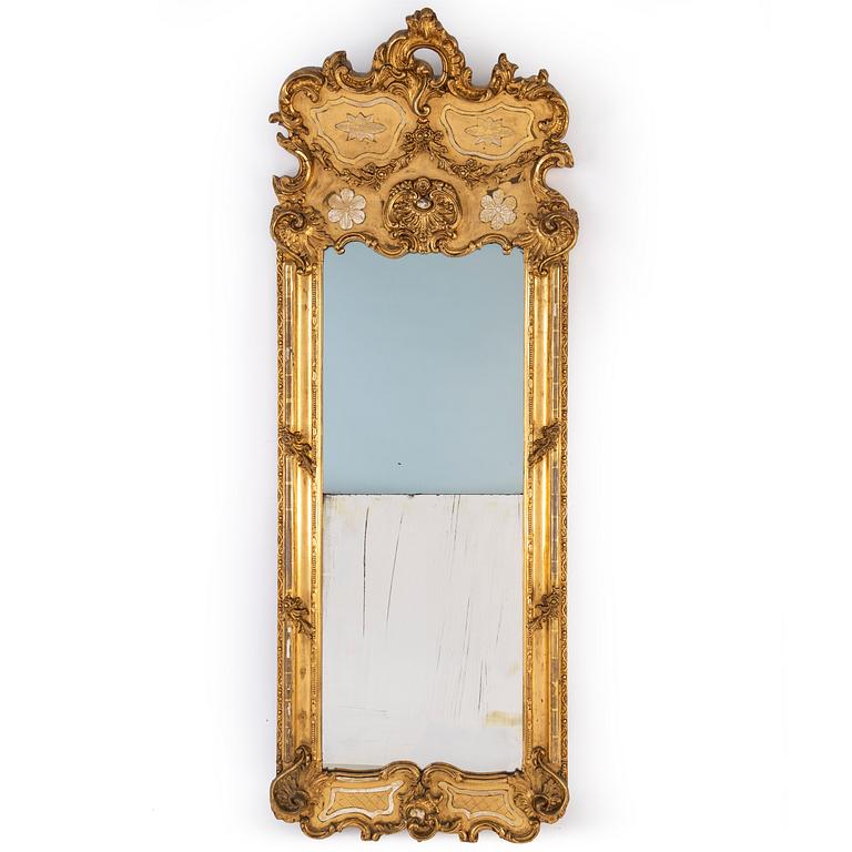 A late 19th century mirror and console table.