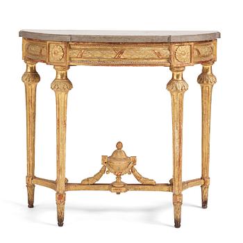 A Gustavian carved giltwood console table, late 18th century.