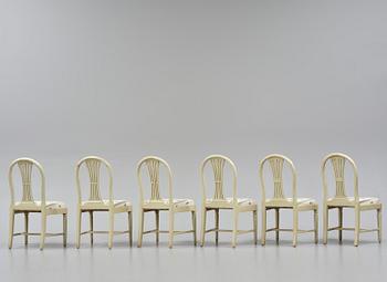 A set of six Gustavian chairs, Sweden, late 18th century.