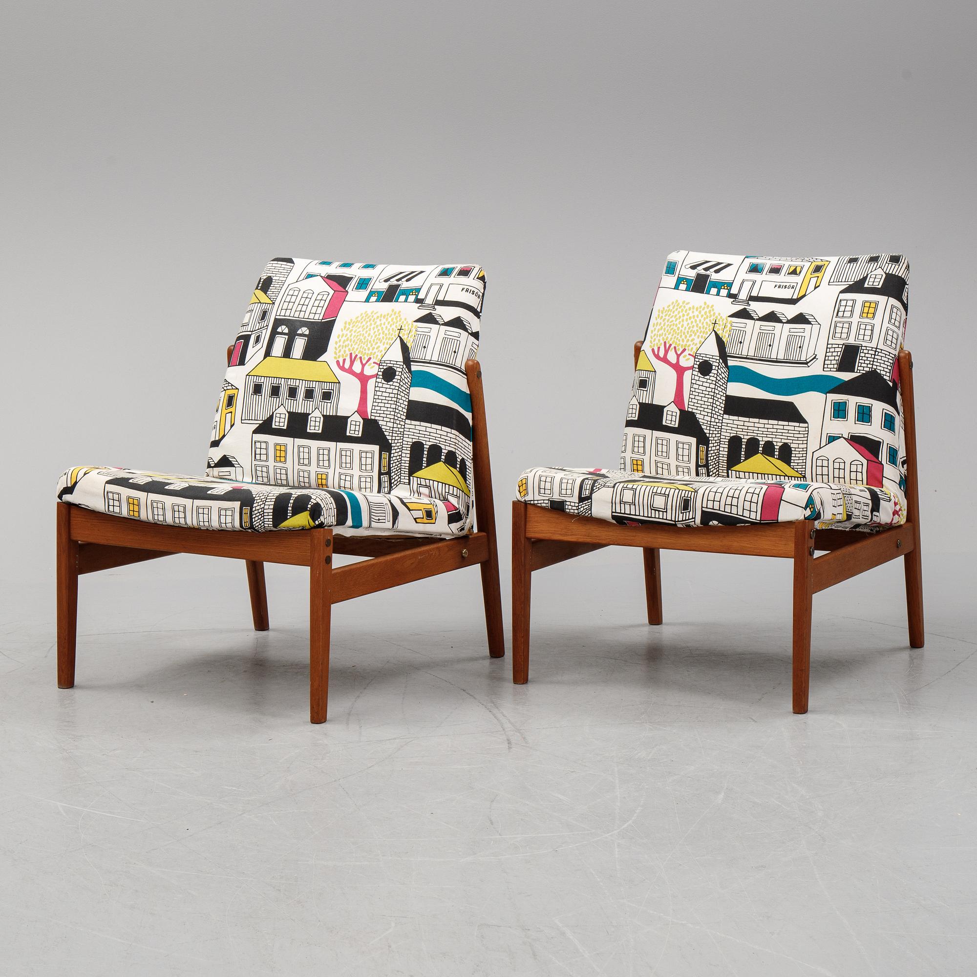 A pair of easy chairs by Alf Svensson for Bodafors, dated 1963.