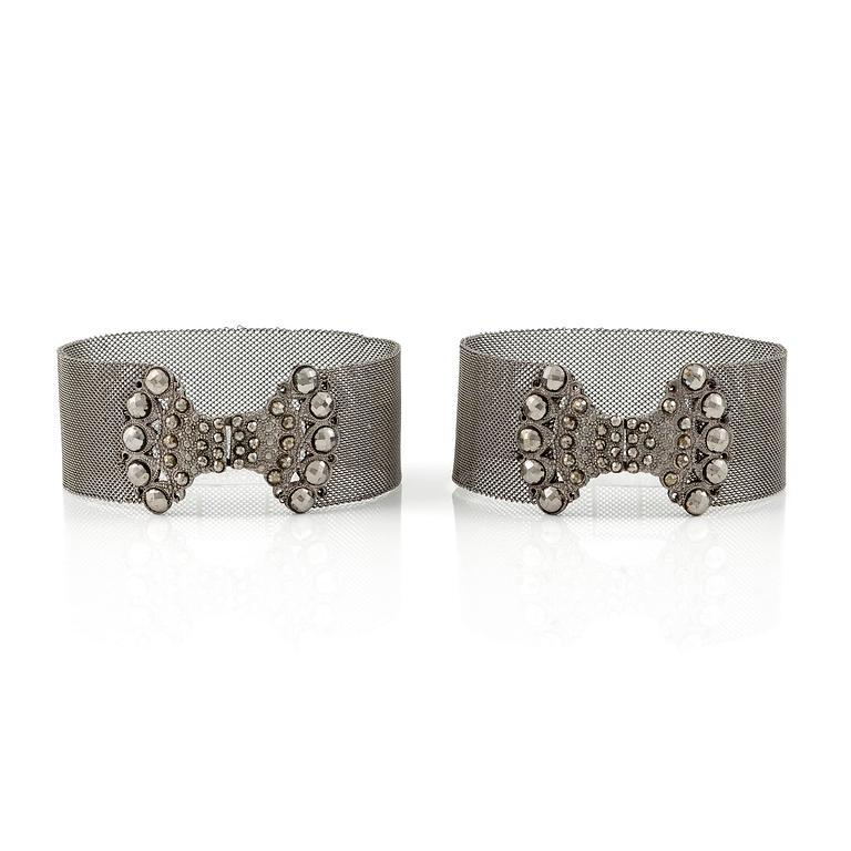 Bracelets, a pair, with steel work, first half of the 19th century.